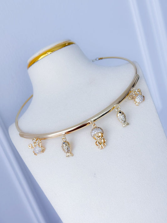 Gargantilla animaux marins